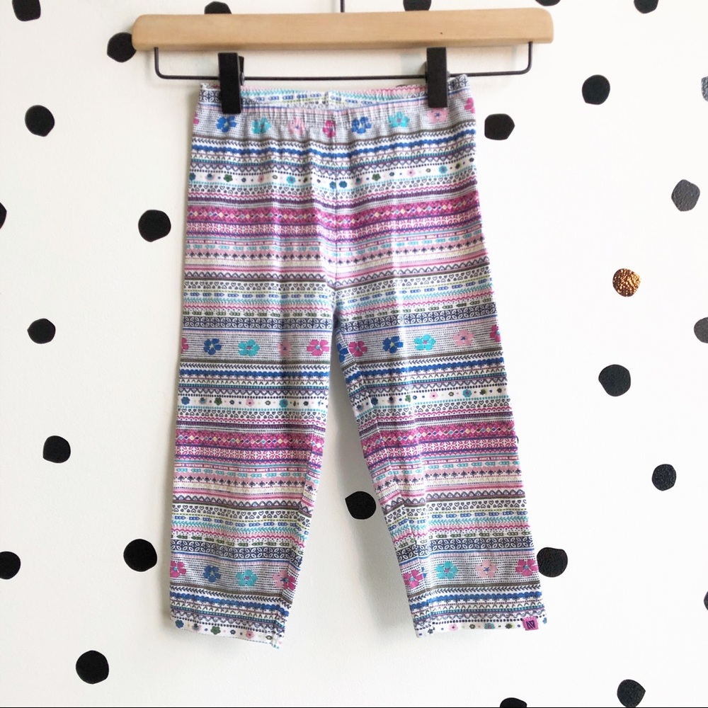 Noruk Girls Cotton Leggings • Purple/Pink Print • Size 7